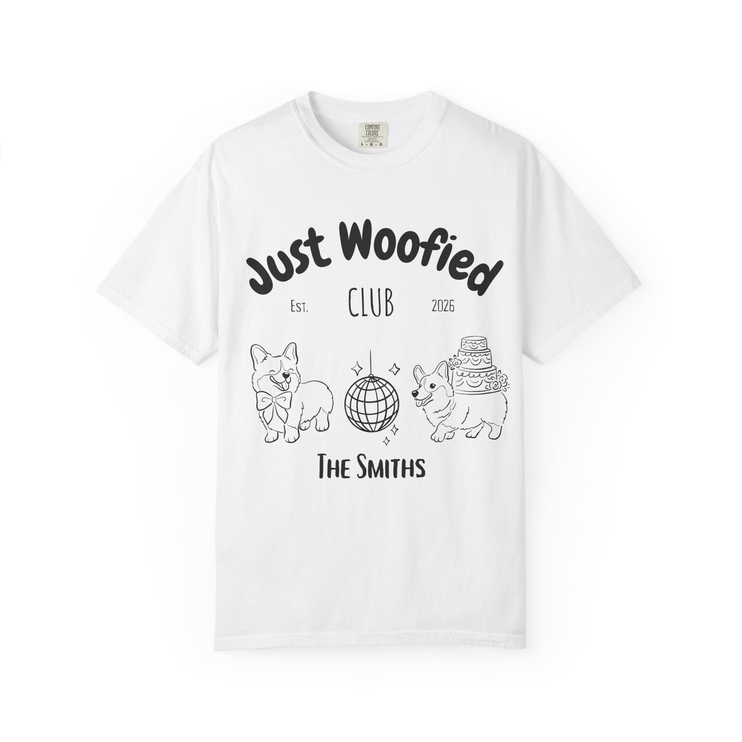 Just Married Dog Wedding Shirt Newlywed Couple Matching T-Shirt Comfort Colors Mr And Mrs Tee Just Woofied Honeymoon Gift For Bride Groom