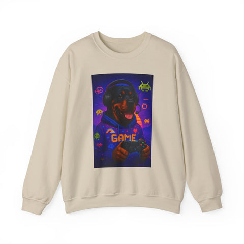 Game On! Unisex Rottweiler Gamer Sweatshirt, Video Game Gift, Cozy Crewneck, Gift for Gamers, Fun Gaming Apparel