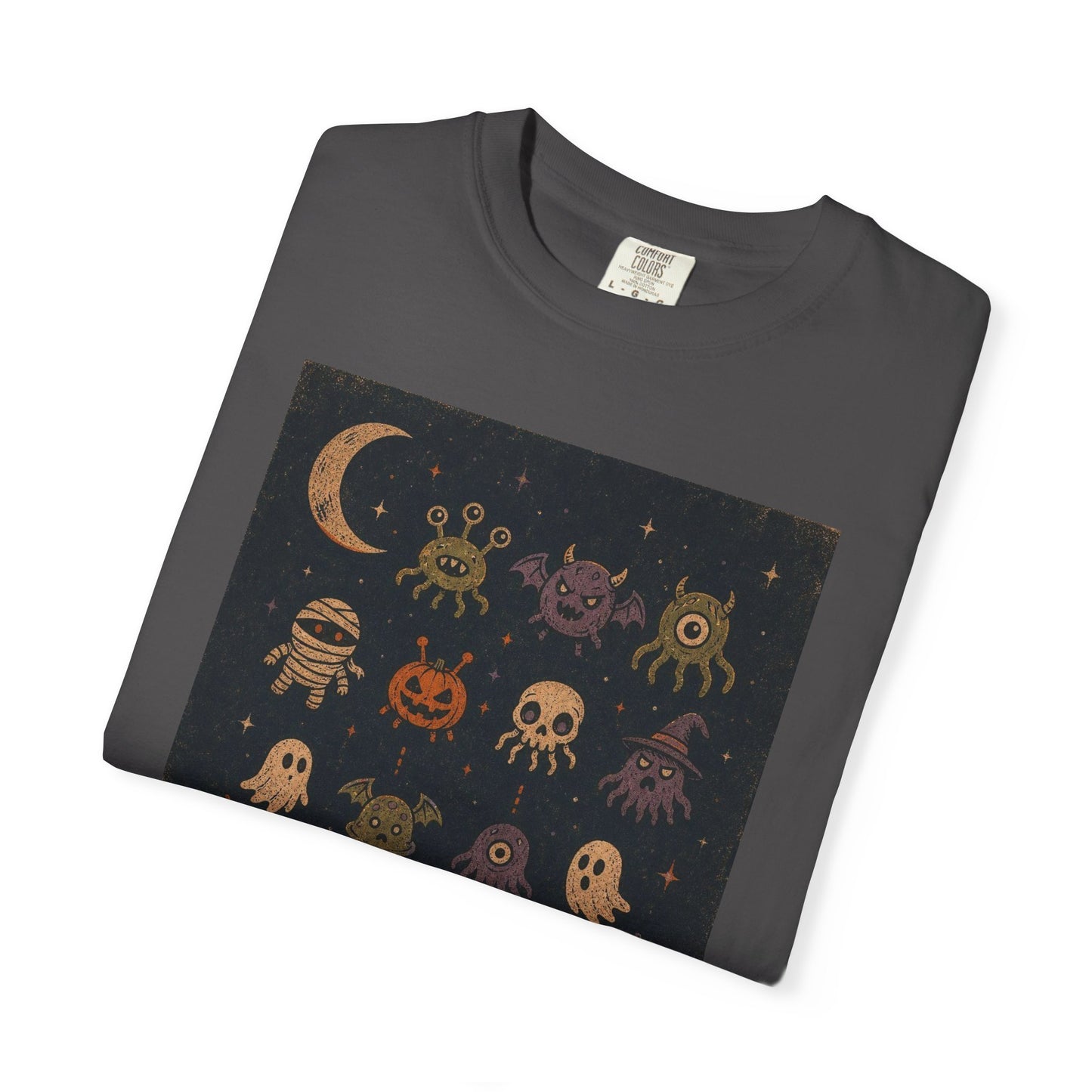 Cute Halloween Witch and Ghosts T-Shirt | Pumpkin Moon Spooky Illustration