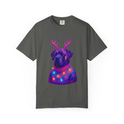 Neon English Mastiff Dog with Antlers T-Shirt | Christmas Sweater Lights Design