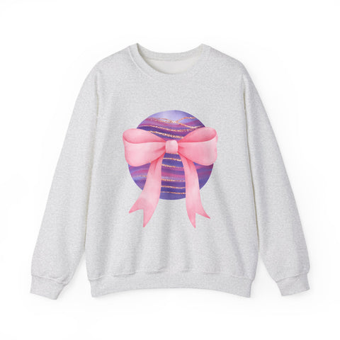 Pink/Purple Planet Wrapped In A Bow Crewneck Sweatshirt