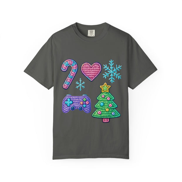 Festive Gamer T-Shirt, Christmas Tee, Gamer Shirt, Holiday Apparel, Unisex Christmas Gift, Cute Gaming T-Shirt