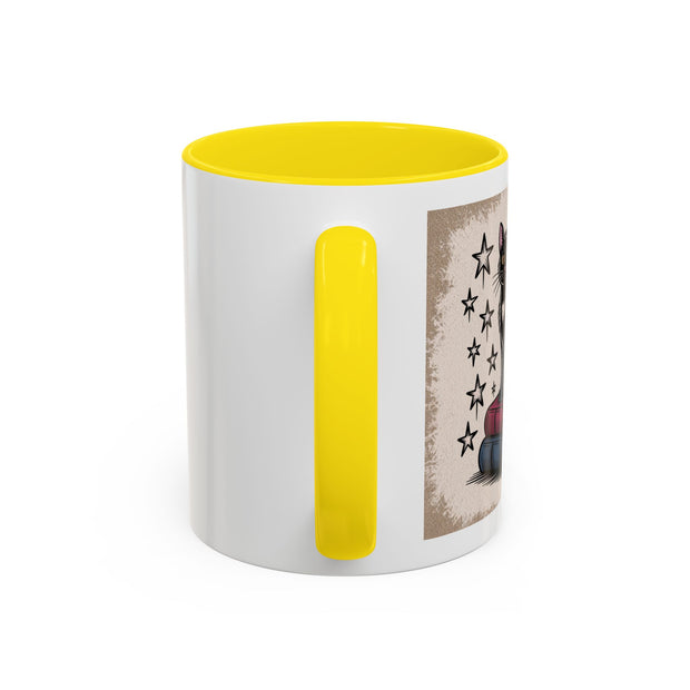 Cat and Book Lover's Accent Coffee Mug