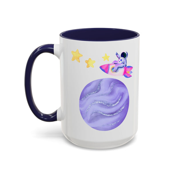 Astronaut Taking Off In Space Accent Coffee Mug