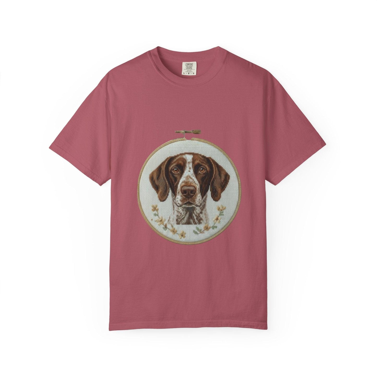 German Shorthaired Pointer Portrait T-Shirt | Embroidery Hoop Dog Art