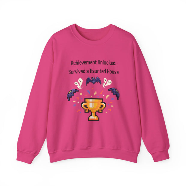 'Achievement Unlocked: Survived A Haunted House' Unisex Crewneck Sweatshirt