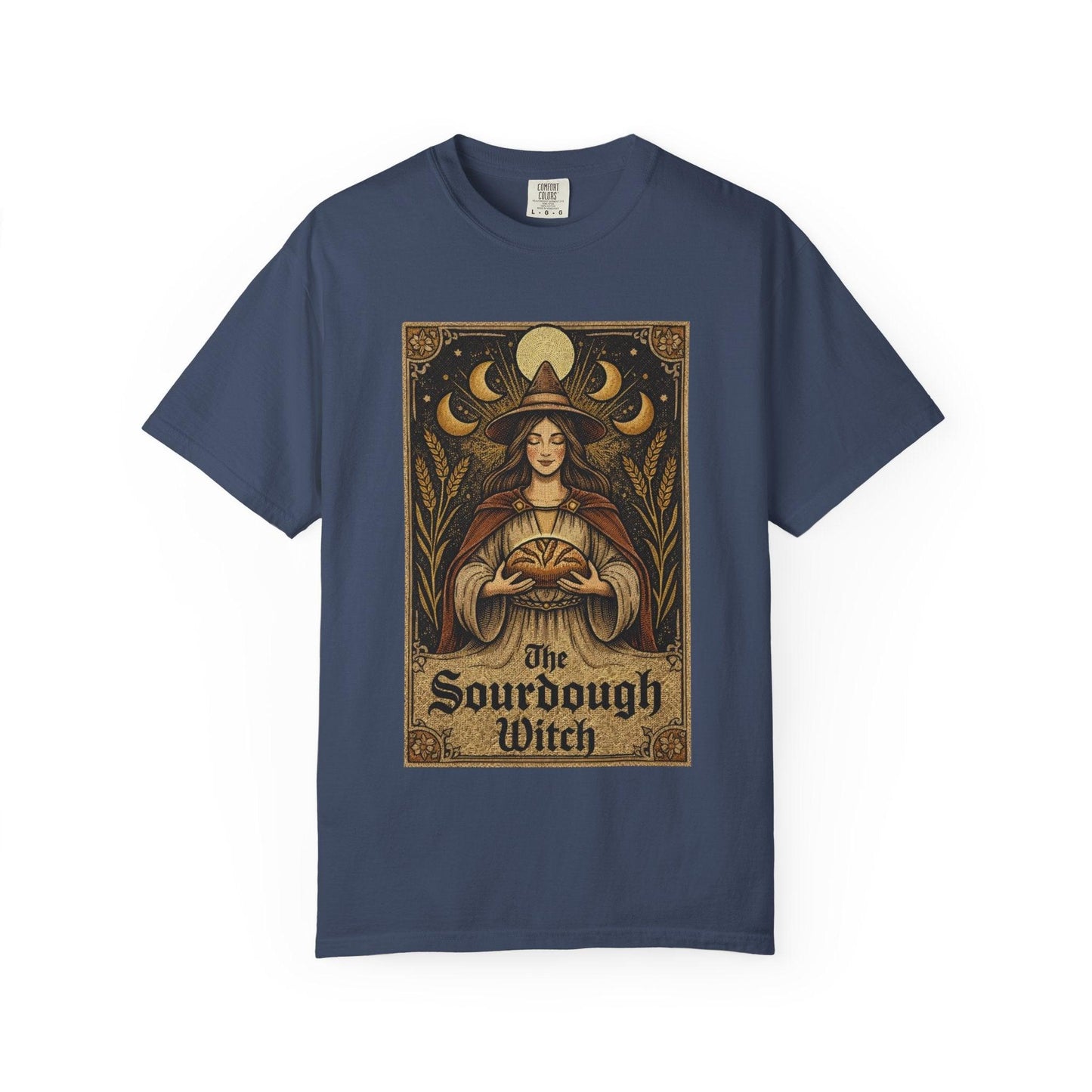 Sourdough Witch T-Shirt | Vintage Witch Art, Moon Phases, Baking Theme