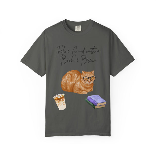 'Feline Good with a Book & Brew' Unisex T-Shirt
