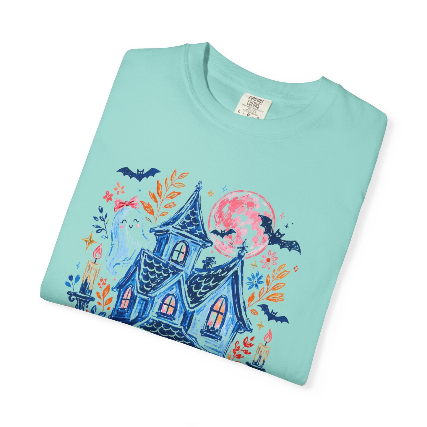 Spooky Haunted House Halloween T-Shirt | Ghosts, Pumpkins, Bats