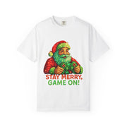 Stay Merry Game On Santa, T-Shirt | Christmas Gamer Holiday Tee