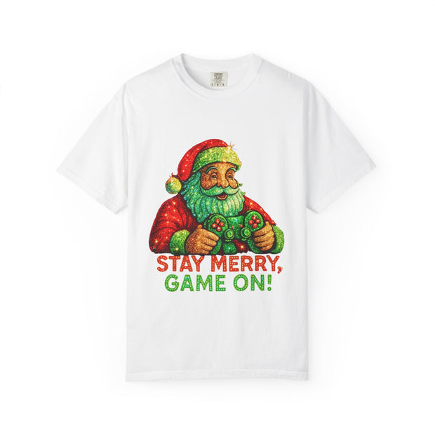 Stay Merry Game On Santa, T-Shirt | Christmas Gamer Holiday Tee