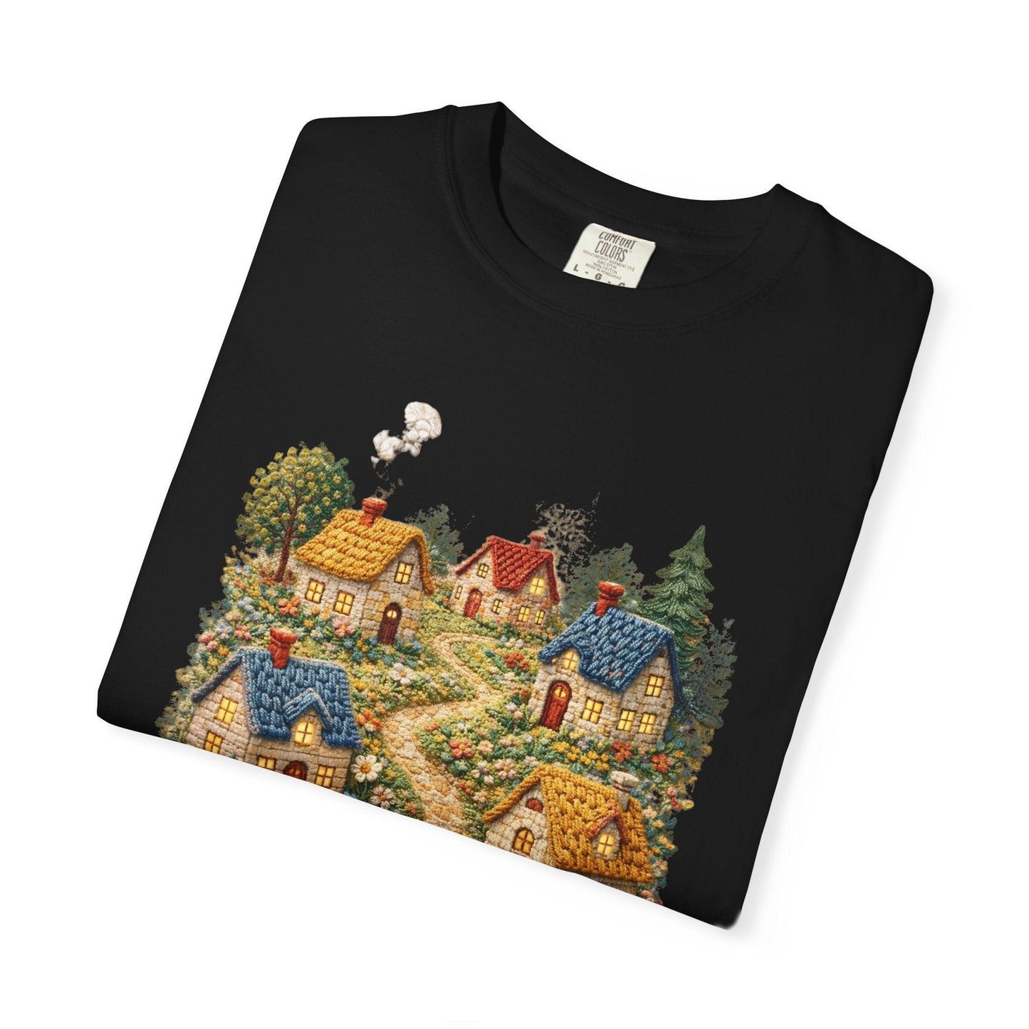 Cottage Garden Path T-shirt | Floral Village Illustration