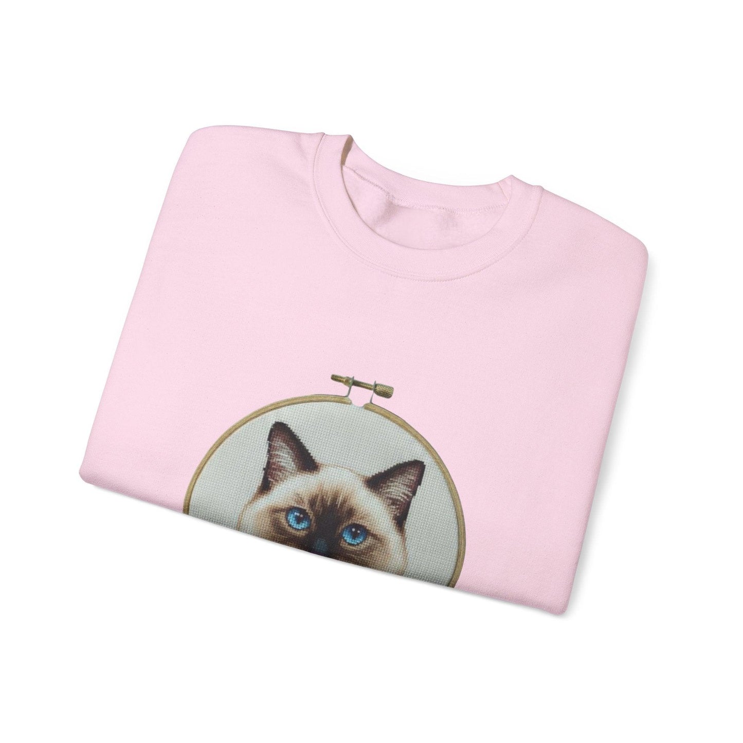 Siamese Cat Portrait Sweatshirt | Embroidery Hoop Floral Frame