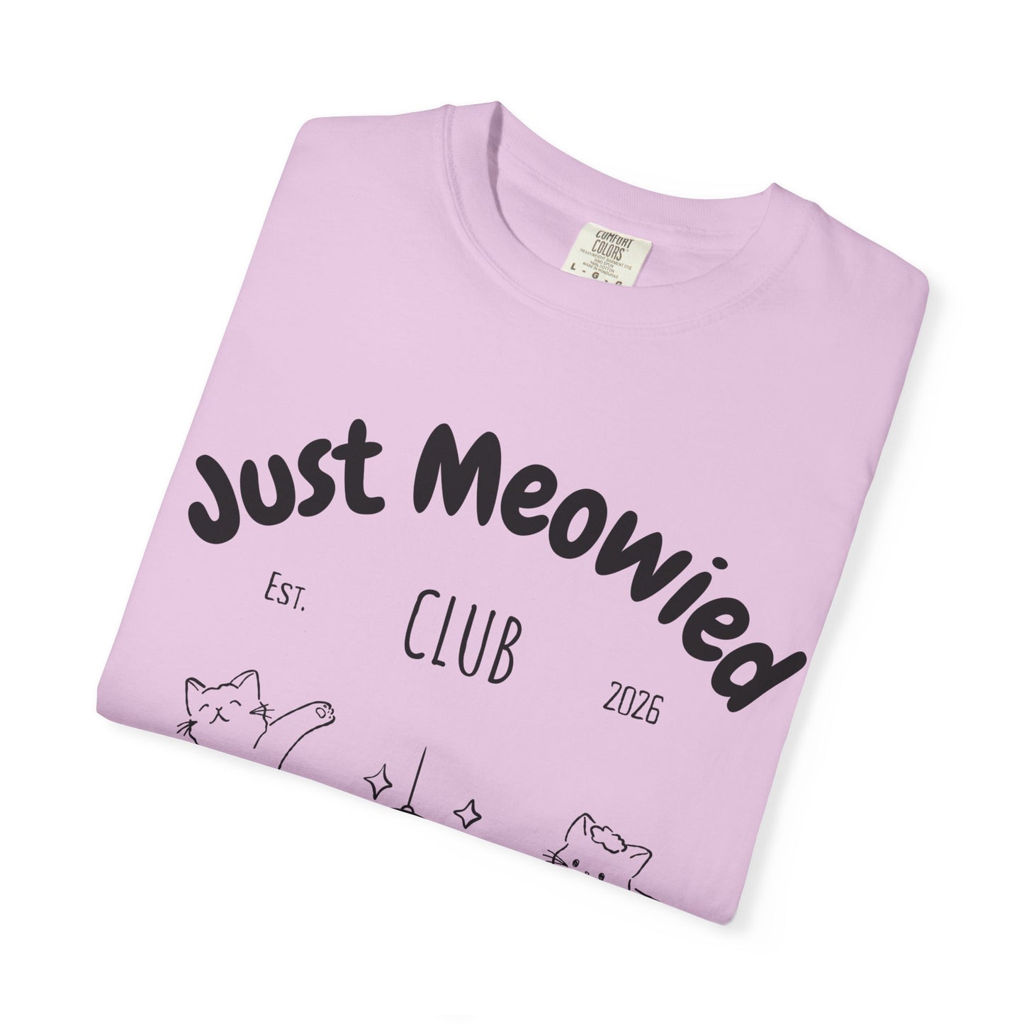 Just Married Cat Wedding Shirt Newlywed Couple Matching T-Shirt Comfort Colors Mr And Mrs Tee Just Meowied Honeymoon Gift For Bride Groom