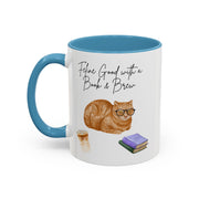 'Feline Good With A Book & Brew' Accent Coffee Mug