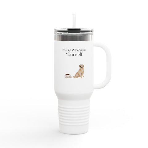 'Espawresso Yourself' Golden Retriever Insulated Travel Mug, 40oz