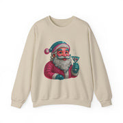 Retro Santa Holding Martini Sweatshirt | Vintage Christmas Crewneck