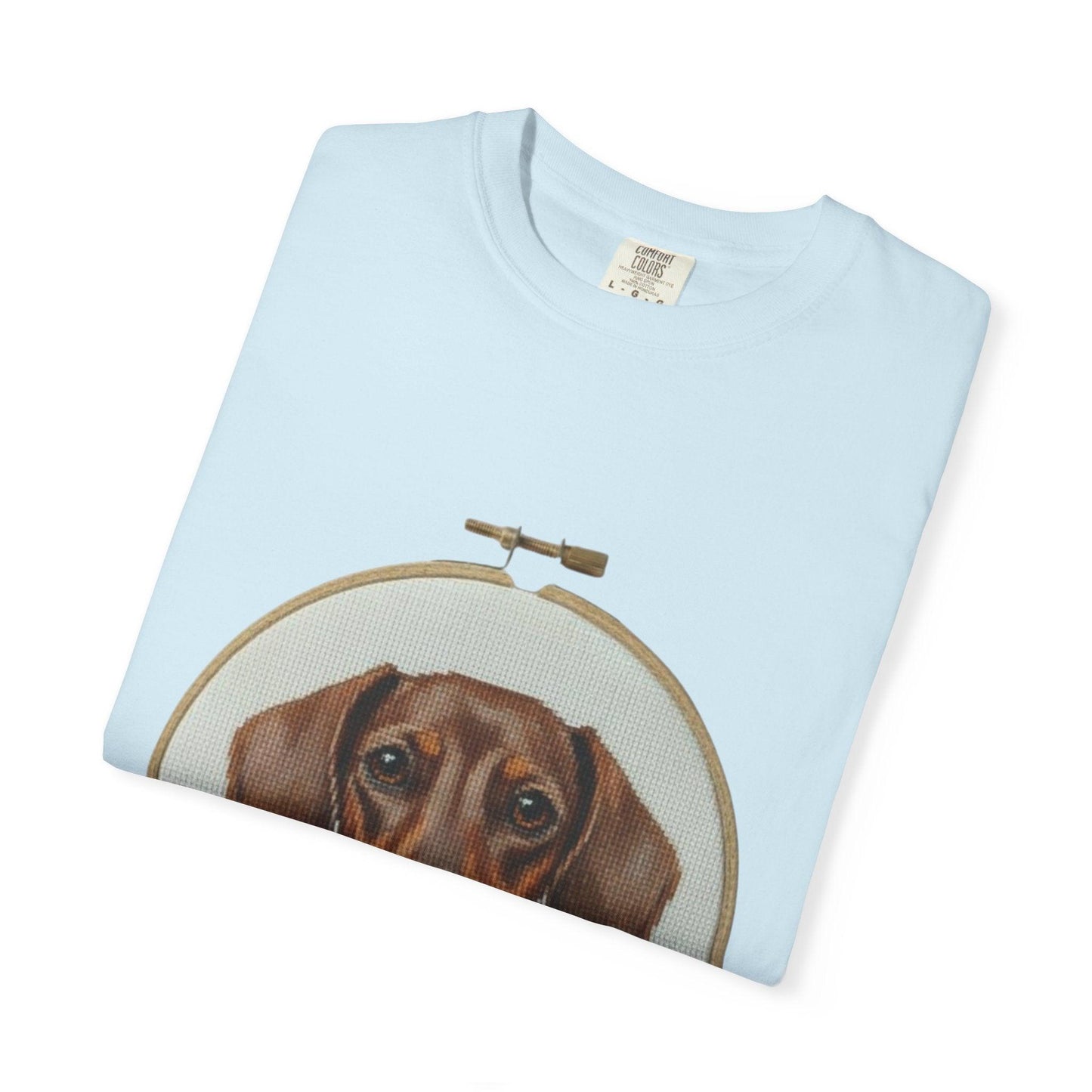 Dachshund Portrait T-shirt | Embroidery Hoop Dog Illustration