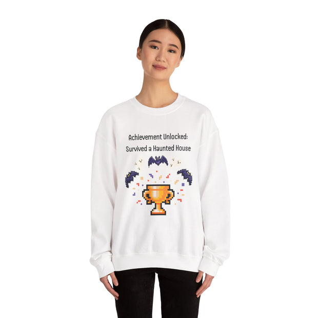 'Achievement Unlocked: Survived A Haunted House' Unisex Crewneck Sweatshirt