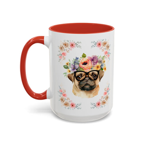 Geeky Goddess Pug Accent Coffee Mug