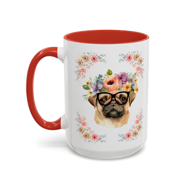 Geeky Goddess Pug Accent Coffee Mug