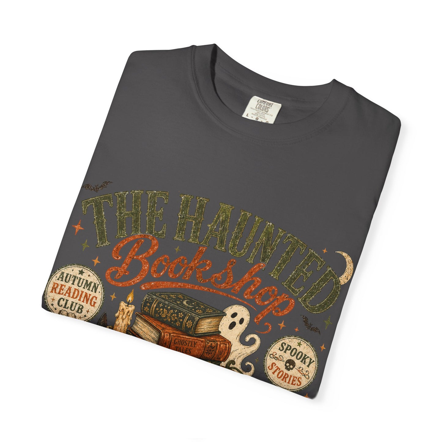The Haunted Bookshop T-Shirt, Spooky Book Lover Shirt, Cozy Autumn Reading Tee, Halloween Bookstore Graphic, BookTok Reader Gift