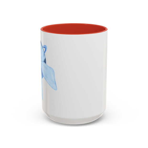 Blue Saturn Wrapped In A Blue Bow Accent Coffee Mug