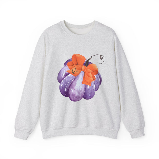 Purple Pumpkin Wrapped In A Bow Unisex Crewneck Sweatshirt