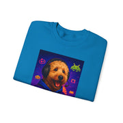 Gaming Golden Doodle Illustration Crewneck Sweatshirt | Retro Arcade Gamer