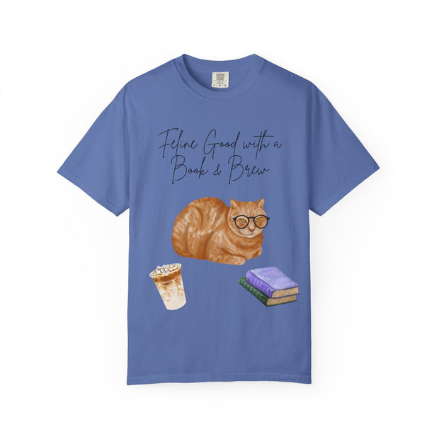 'Feline Good with a Book & Brew' Unisex T-Shirt