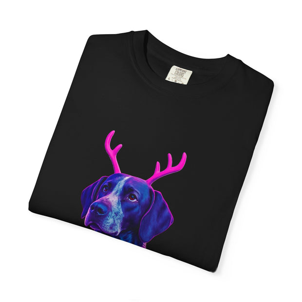 Neon Reindeer German Shorthaired Pointer T-Shirt | Festive Sweater Pup Holiday Tee
