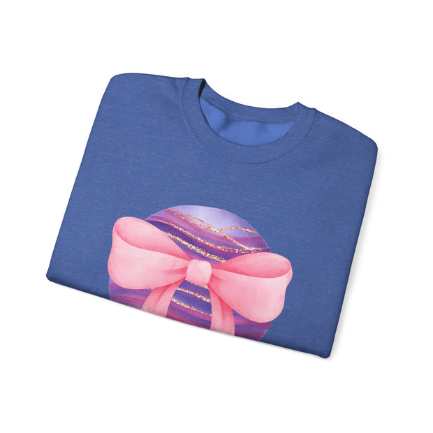 Pink/Purple Planet Wrapped In A Bow Crewneck Sweatshirt