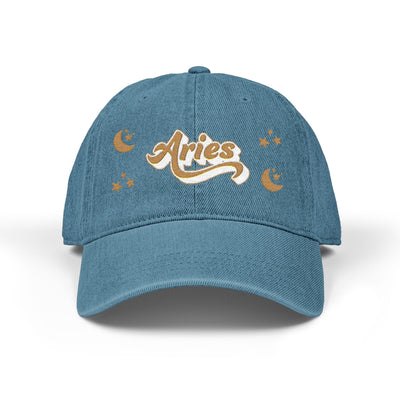'Aries' Denim Embroidered Cap