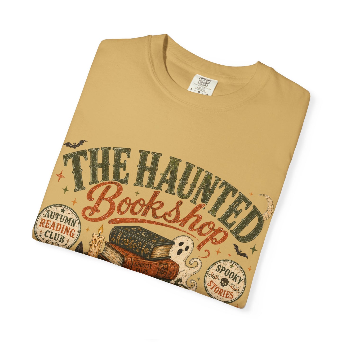 The Haunted Bookshop T-Shirt, Spooky Book Lover Shirt, Cozy Autumn Reading Tee, Halloween Bookstore Graphic, BookTok Reader Gift