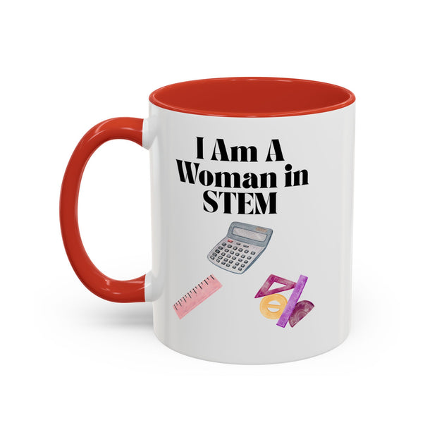 'I Am A Woman In STEM' Accent Coffee Mug