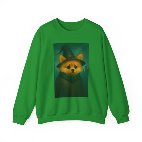Cozy Witch Pomeranian Dog Sweatshirt, Animal Lover Sweatshirt, Halloween Apparel, Unisex Crewneck, Gift for Dog Mom