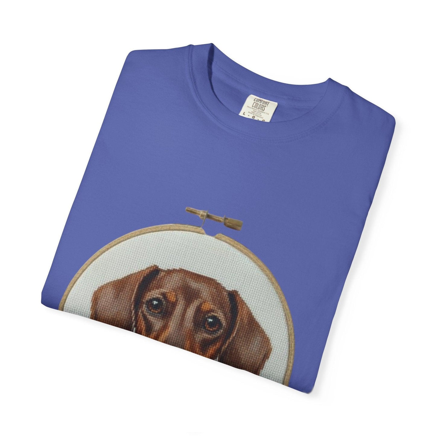 Dachshund Portrait T-shirt | Embroidery Hoop Dog Illustration