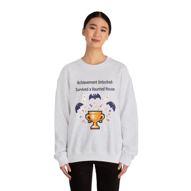 'Achievement Unlocked: Survived A Haunted House' Unisex Crewneck Sweatshirt