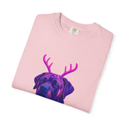 Neon English Mastiff Dog with Antlers T-Shirt | Christmas Sweater Lights Design