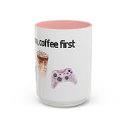 'Game On, Coffee First' Accent Coffee Mug