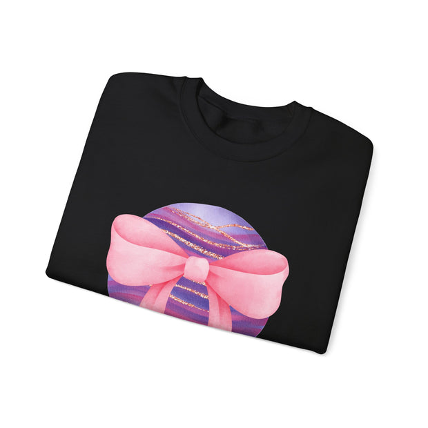 Pink/Purple Planet Wrapped In A Bow Crewneck Sweatshirt