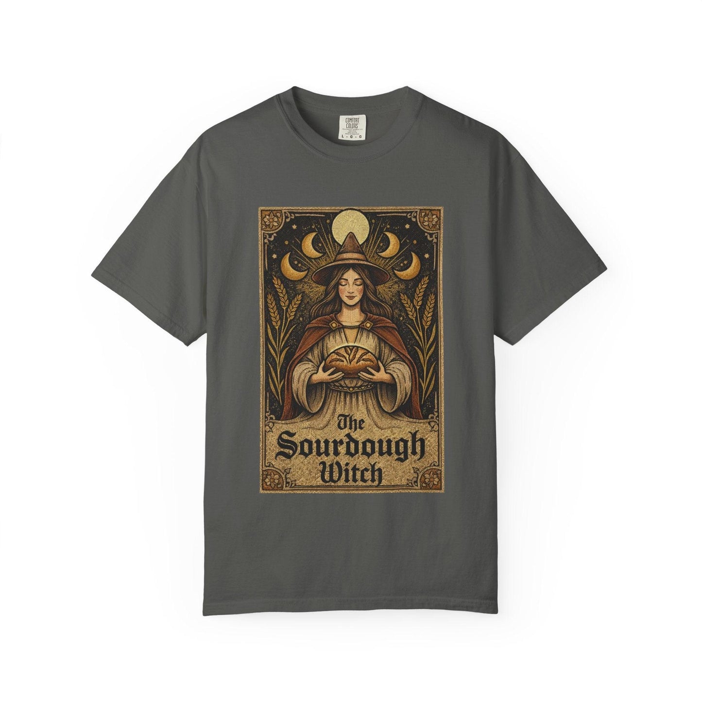 Sourdough Witch T-Shirt | Vintage Witch Art, Moon Phases, Baking Theme