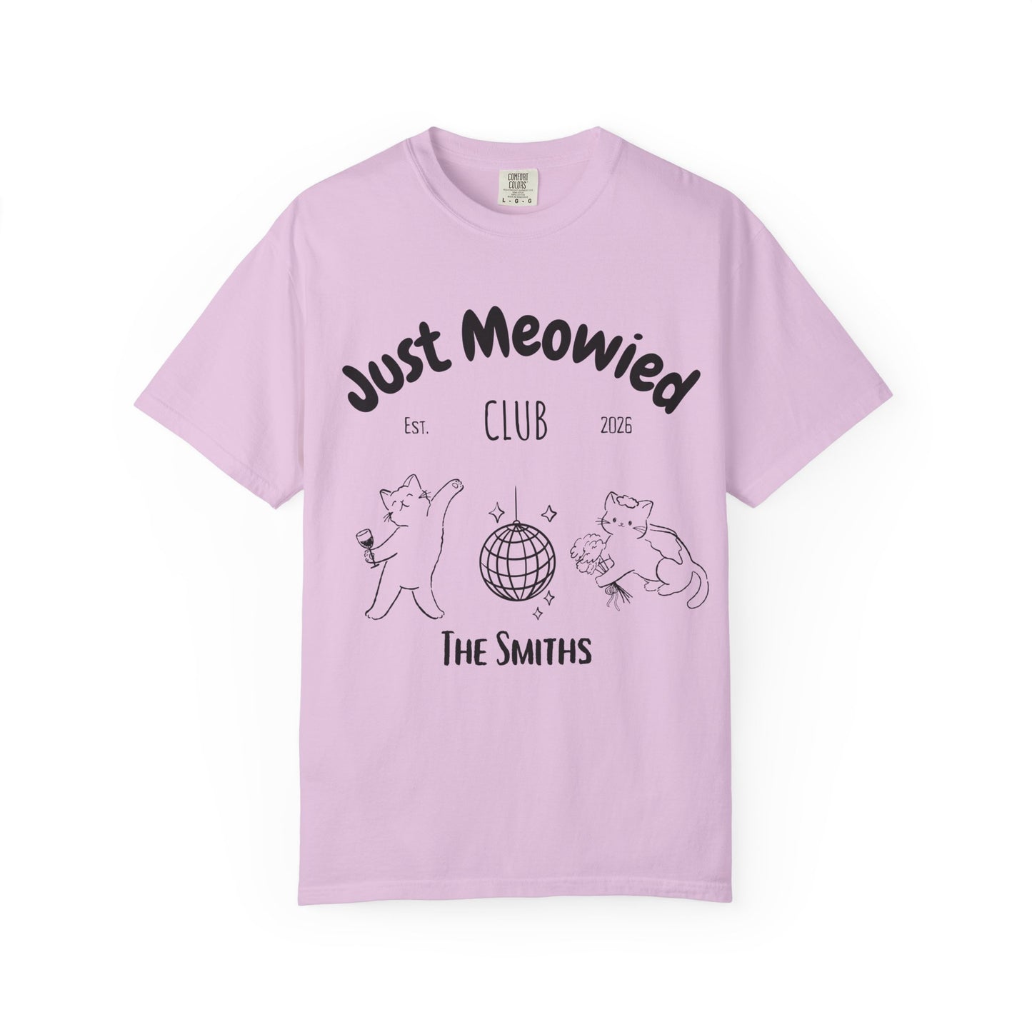 Just Married Cat Wedding Shirt Newlywed Couple Matching T-Shirt Comfort Colors Mr And Mrs Tee Just Meowied Honeymoon Gift For Bride Groom
