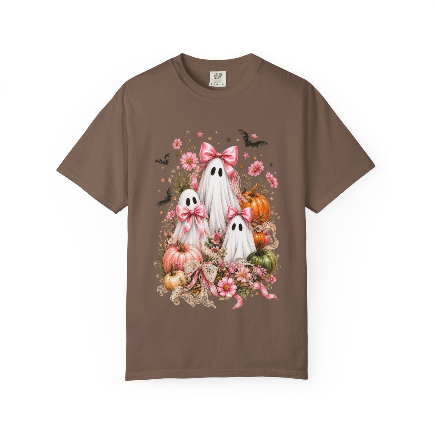 Coquette Ghost Halloween Shirt, Pink Bow Ghost T-Shirt, Cute Spooky Season Tee, Girly Halloween Pumpkin Graphic, Fall Aesthetic Shirt