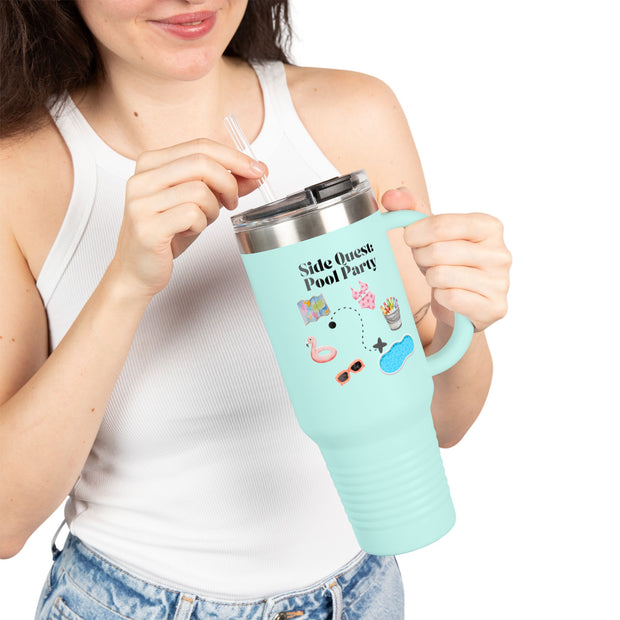 'Side Quest: Pool Party' Insulated Travel Mug, 40oz