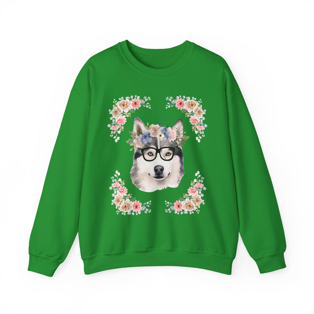 Geeky Goddess Siberian Husky Unisex Crewneck Sweatshirt
