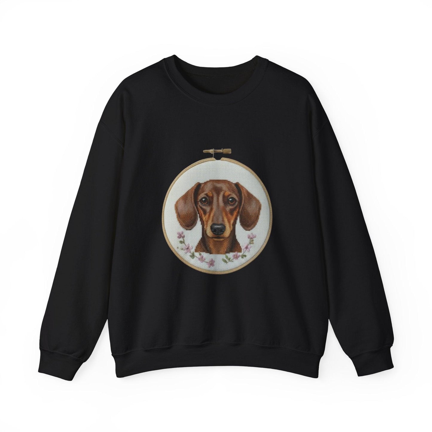 Dachshund Portrait Sweatshirt | Embroidery Hoop Dog Art, Cute Wiener Dog