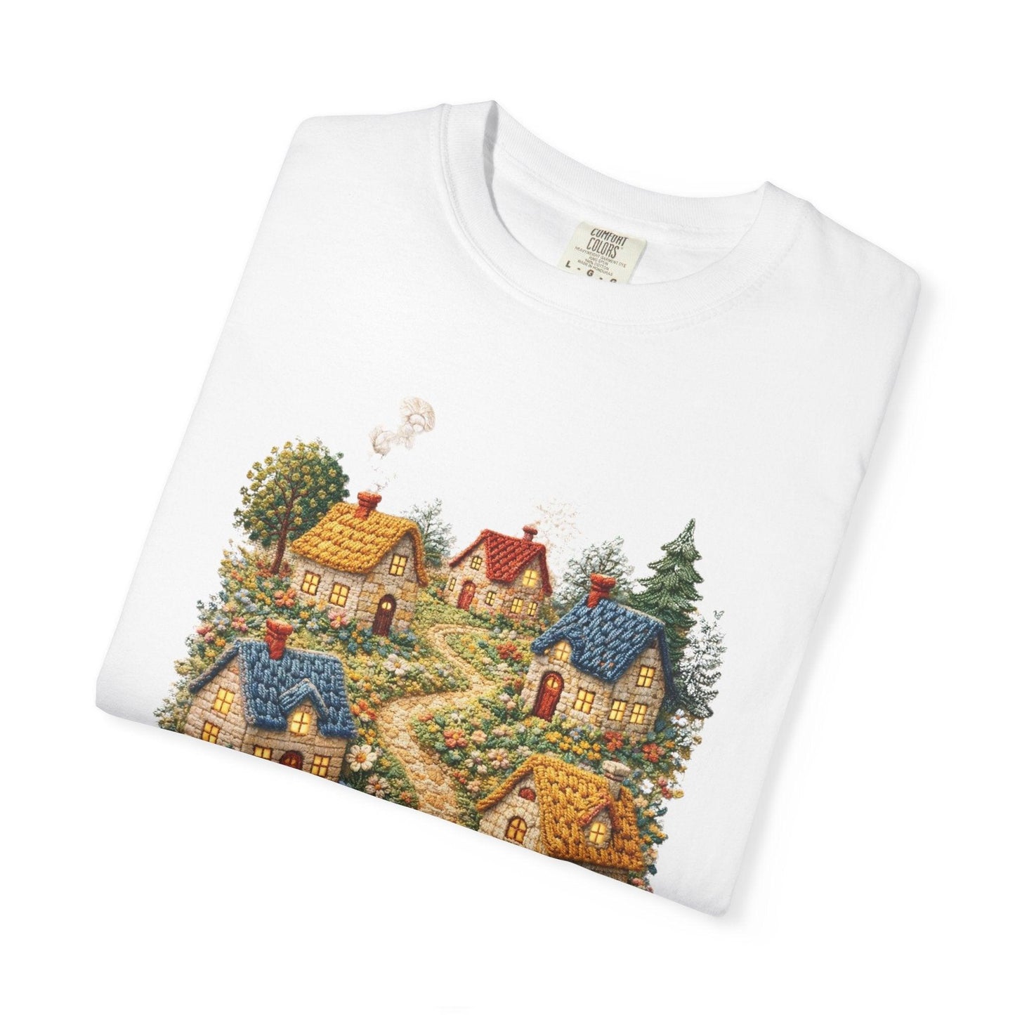 Cottage Garden Path T-shirt | Floral Village Illustration