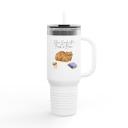 'Feline Good with a Book & Brew' Insulated Travel Mug, 40oz