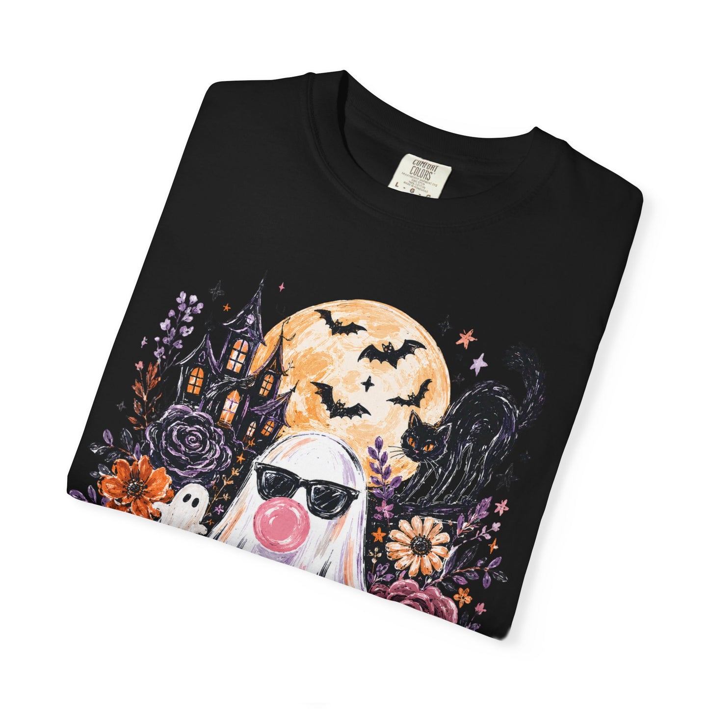 Cute Sunglasses Ghost Halloween T-shirt | Pumpkin, Black Cat, Haunted House
